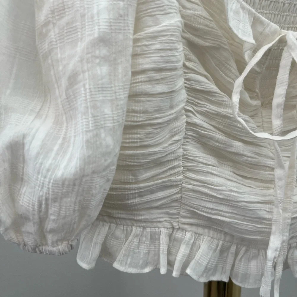 Lush White Puff Sleeve Crop Top - Picture 8 of 12